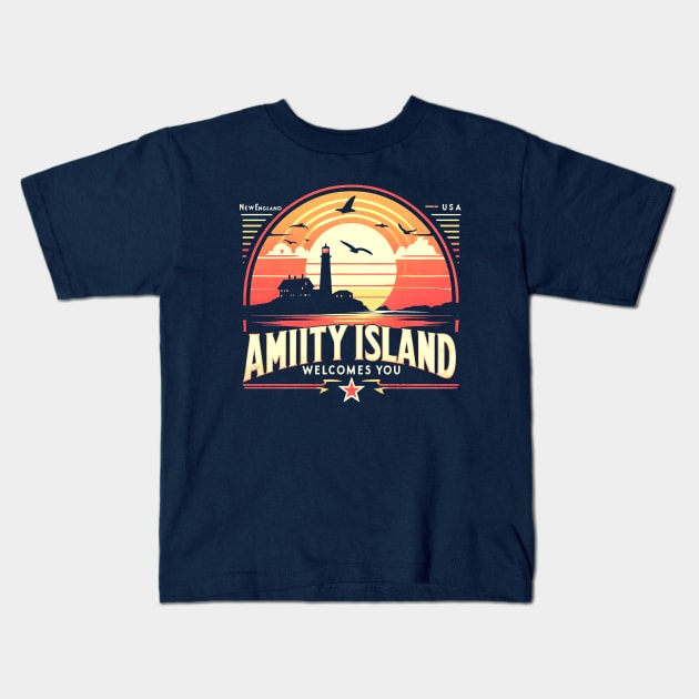 Amity Island Kids T-Shirt by Woah_Jonny